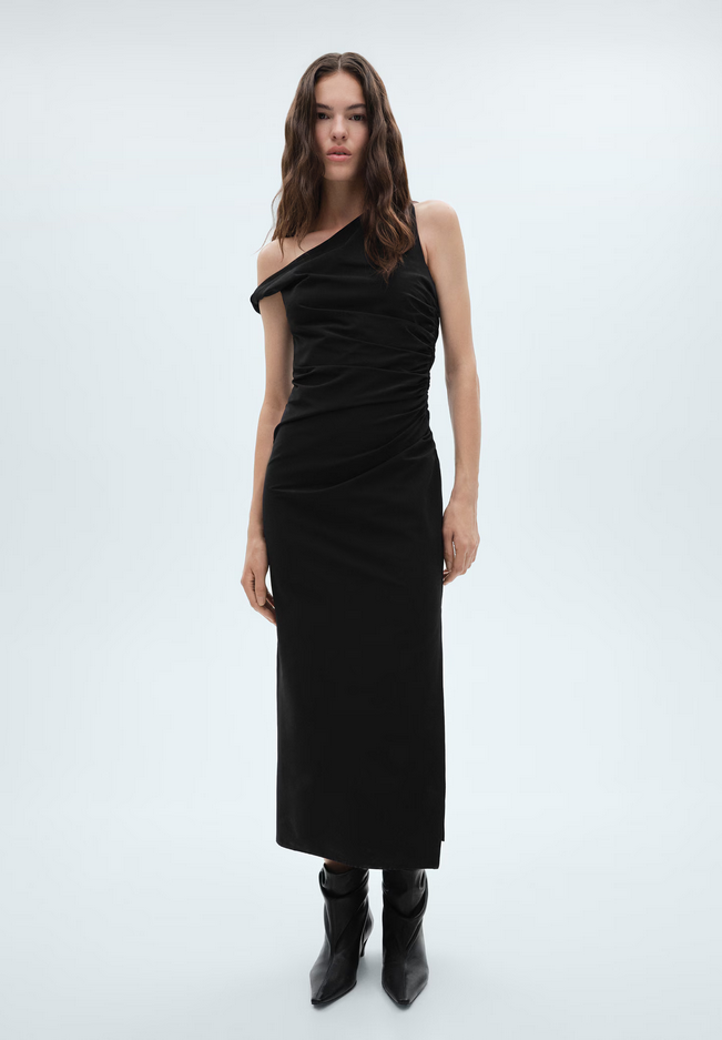 mango asymmetrical dress MANGO - Asymmetrical Dress with Scarf Night Blue - 2