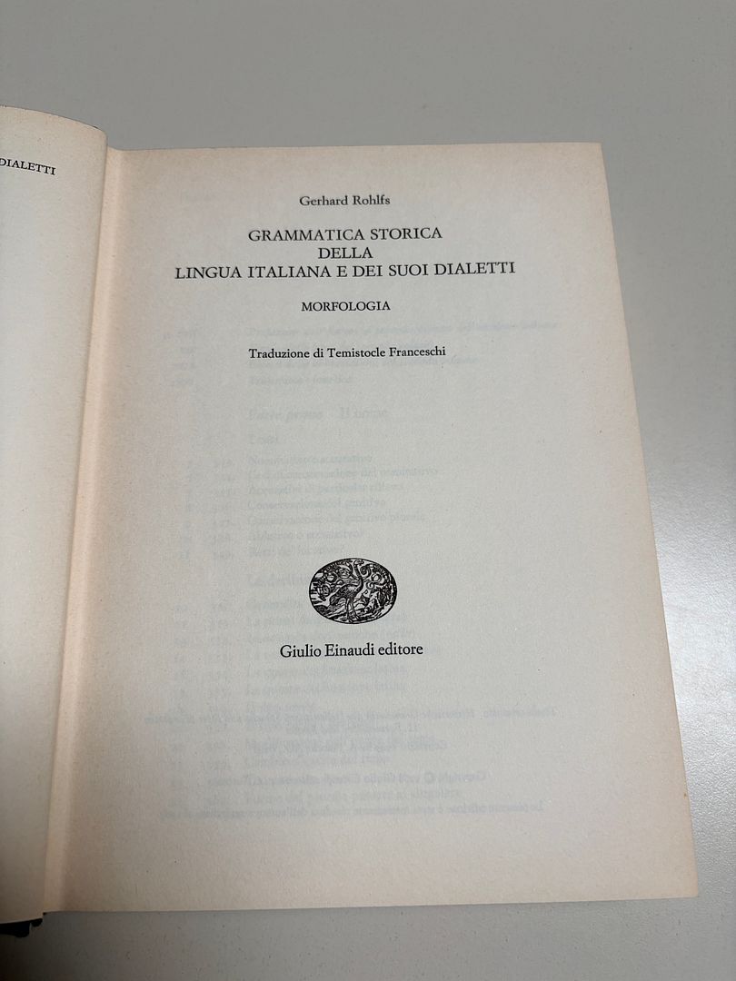 (ROHLFS) GRAMMATICA STORICA DELLA LINGUA ITALIANA DIALETTI MORFOLOGIA   EINAUDI