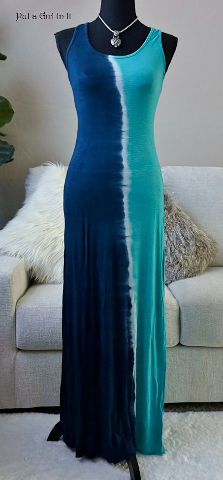 USA New Womens BLUE AQUA TIE DYE SOFT JERSEY SLEEVELESS BOHO MAXI DRESS S M  L | eBay