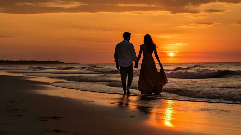 romantic-beach-stroll-under-sunset-skies-free-photo
