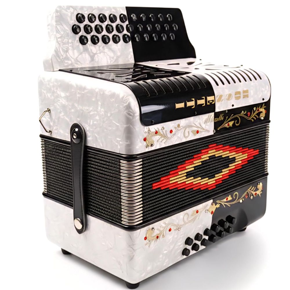 Rossetti 3112 FBE 31 Button Diatonic Accordion -Black/White w