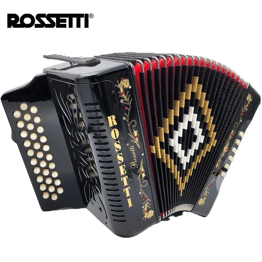 Rossetti 3112 GCF Sol 31 Button Diatonic Accordion - Black With