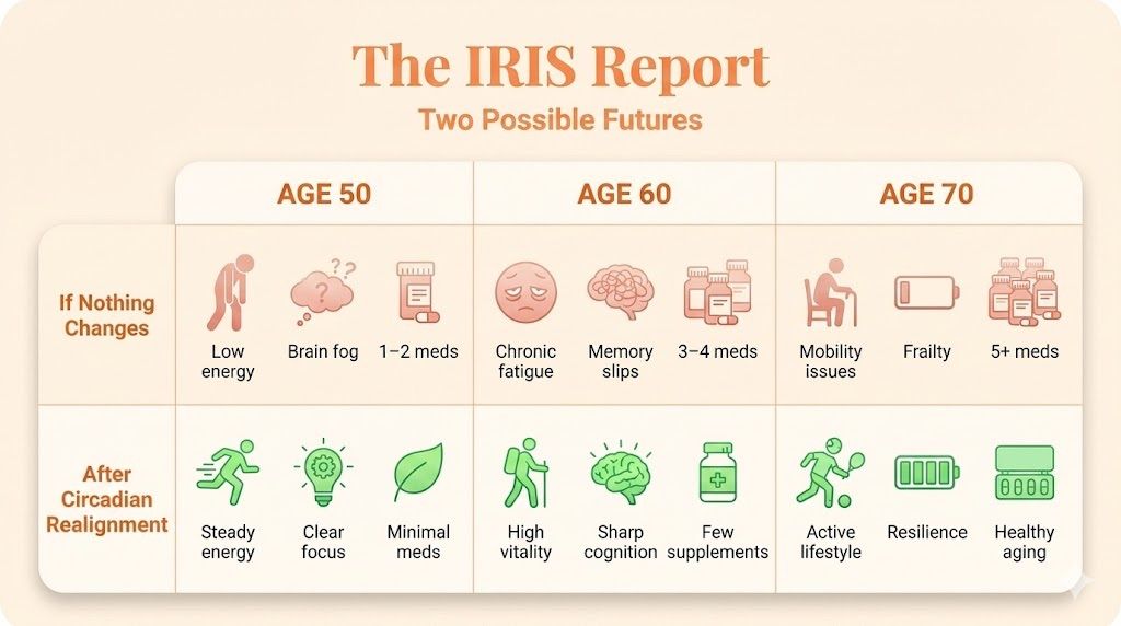 The IRIS Report: Two Possible Futures at Age 50, 60, and 70