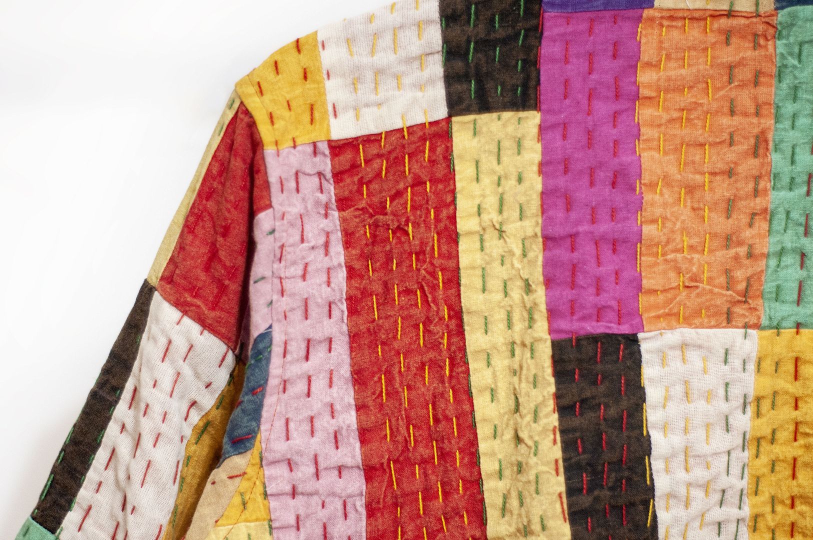 女裝 手工刺繡棉質外套 印度純棉 水洗拼接長袖拼布外套-彩色方塊 - 女裝外套/大衣 - 棉.麻 多色