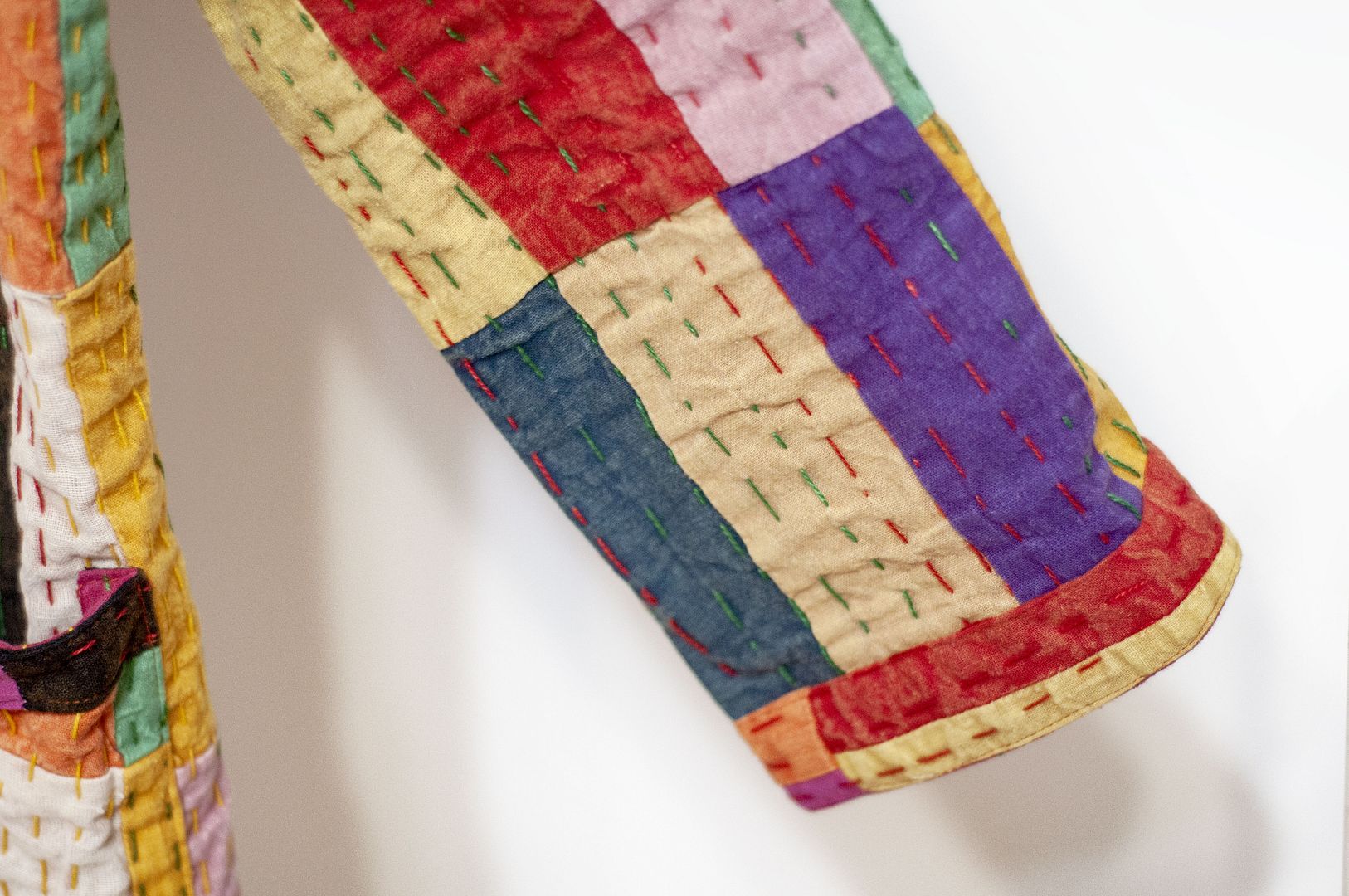女裝 手工刺繡棉質外套 印度純棉 水洗拼接長袖拼布外套-彩色方塊 - 女裝外套/大衣 - 棉.麻 多色