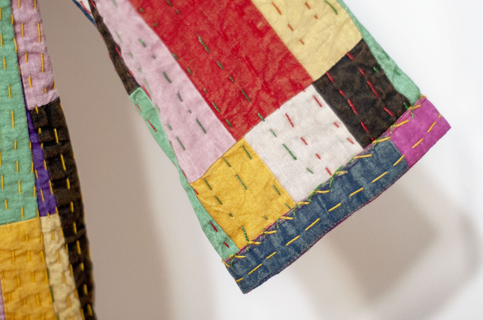 女裝 手工刺繡棉質外套 印度純棉 水洗拼接長袖拼布外套-彩色方塊 - 女裝外套/大衣 - 棉.麻 多色