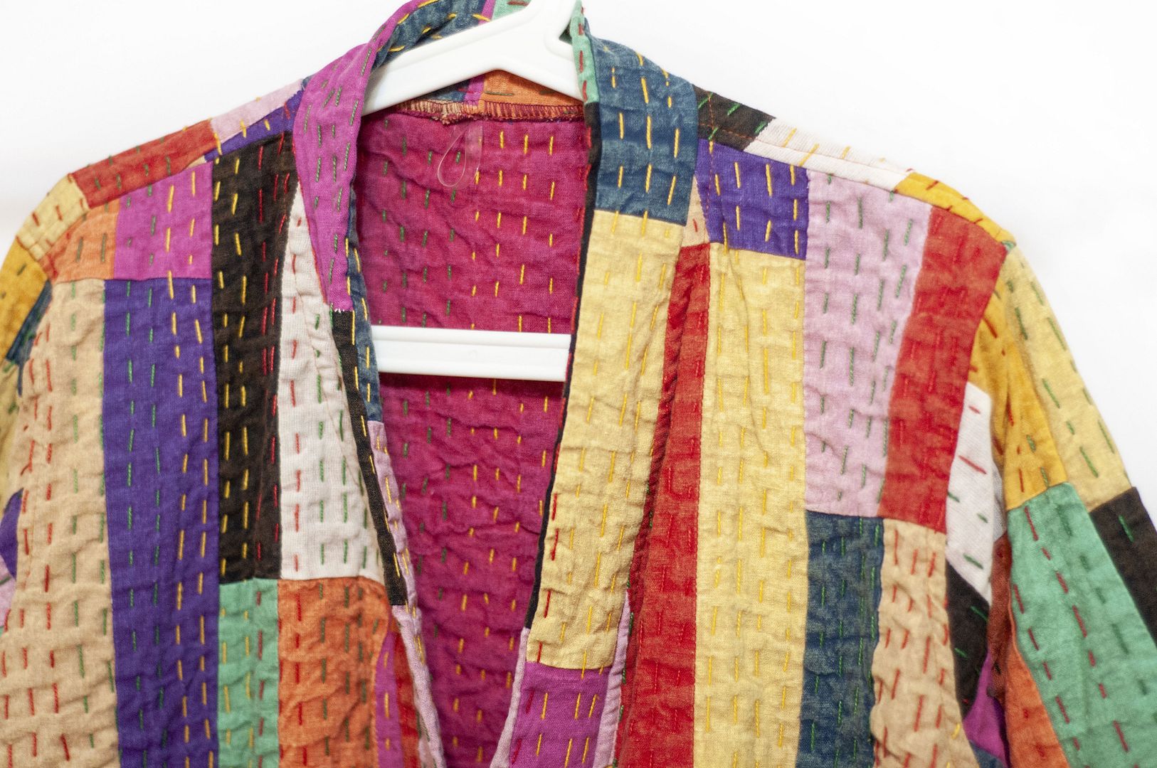 女裝 手工刺繡棉質外套 印度純棉 水洗拼接長袖拼布外套-彩色方塊 - 女裝外套/大衣 - 棉.麻 多色