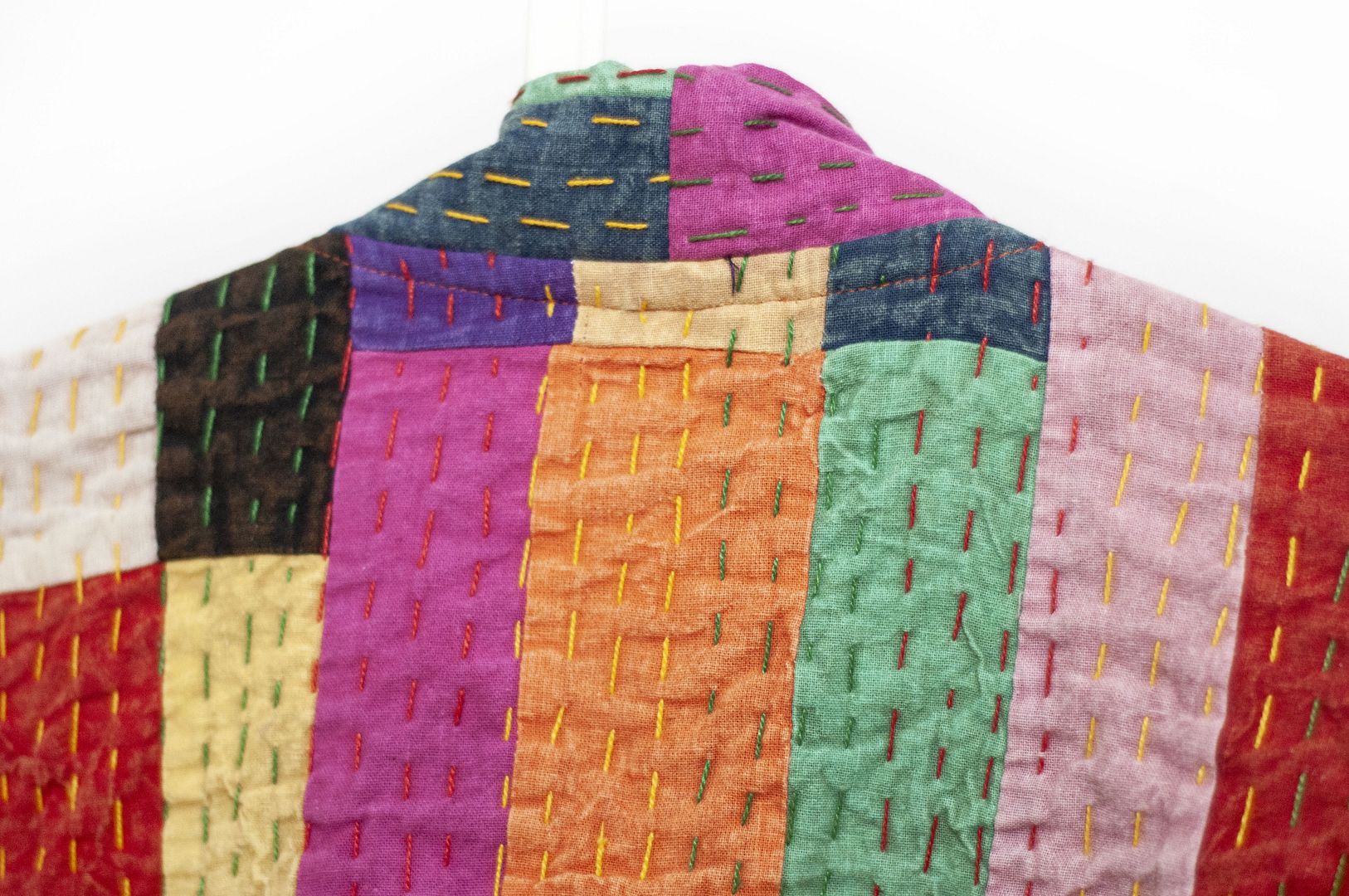 女裝 手工刺繡棉質外套 印度純棉 水洗拼接長袖拼布外套-彩色方塊 - 女裝外套/大衣 - 棉.麻 多色