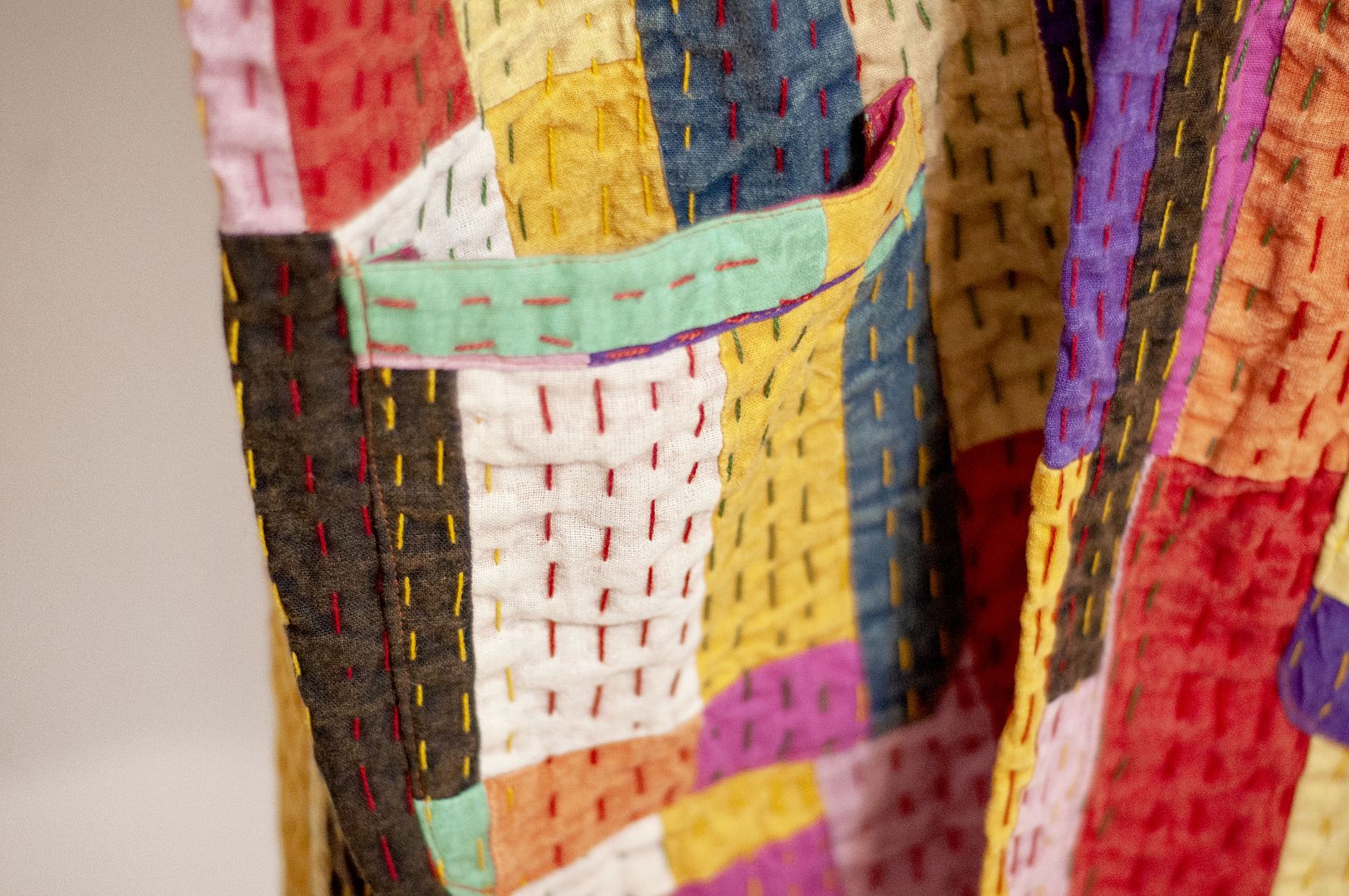 女裝 手工刺繡棉質外套 印度純棉 水洗拼接長袖拼布外套-彩色方塊 - 女裝外套/大衣 - 棉.麻 多色