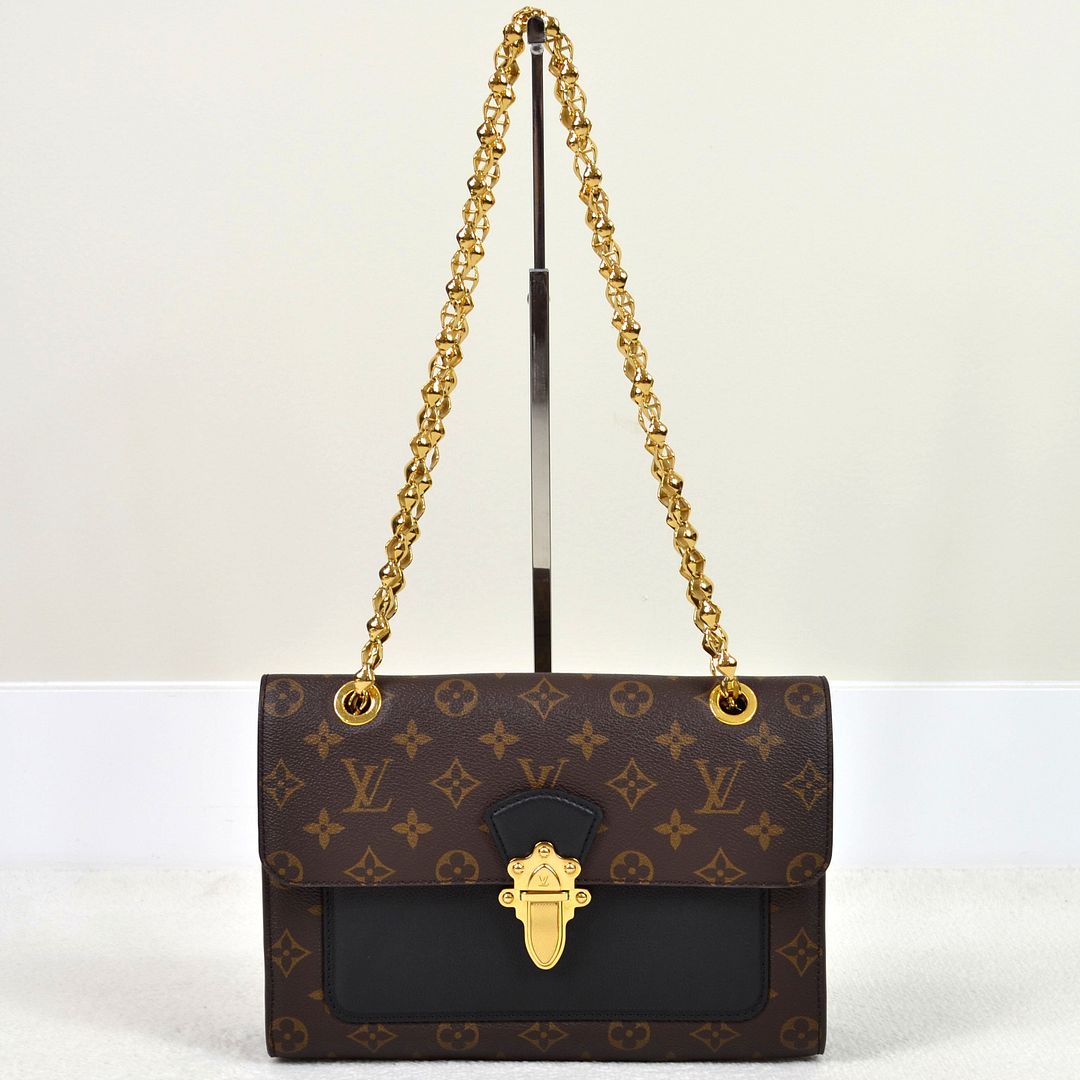 Louis Vuitton Victoire Monogram Black Leather Chain Shoulder Bag