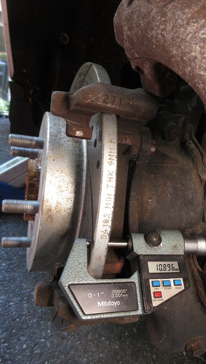 202Rear brake rotors 10.9mm new, 9mm minimum