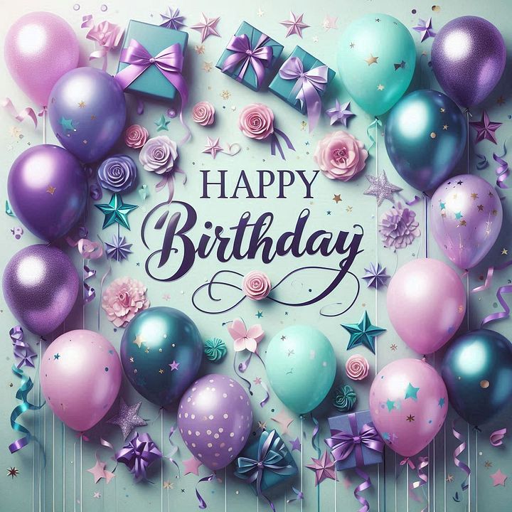 happy bday purple and teal