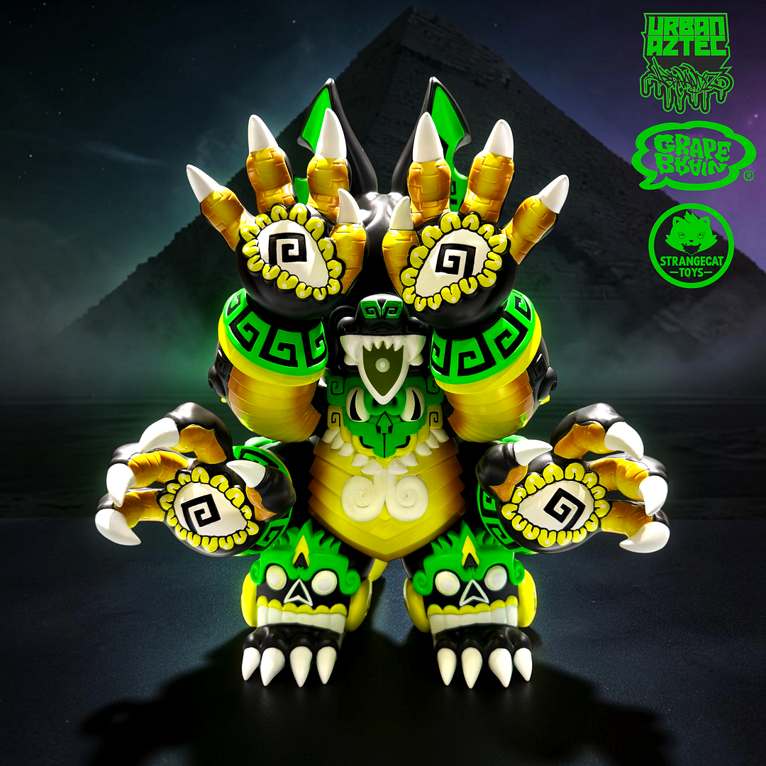 Grape Brain and Jesse Hernandez DAINIGIRUJIN Urban Aztec Remix GID GOD Edition in black gold and green