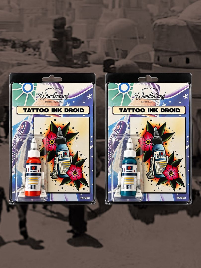 Wunderland and Random Skull Productions Tattoo Ink Droids in carded packaging