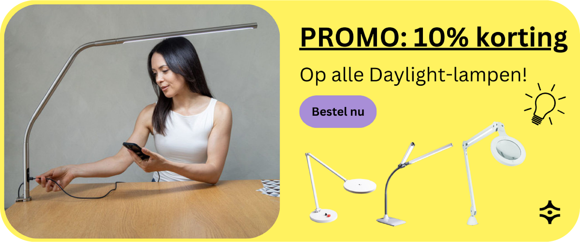 Profiteer tijdelijk van 10% KORTING op het volledige assortiment Daylight lampen.