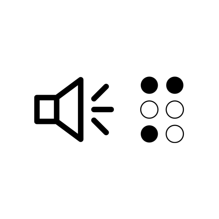 Icon spraak en braille