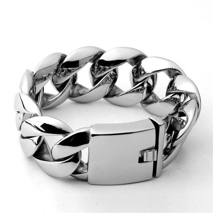 Sense Jewelry 316L Stainless Steel 32mm Cuban Curb Link Bracelet