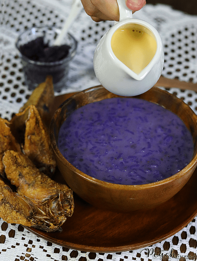 Ube Champorado + Crispy Danggit