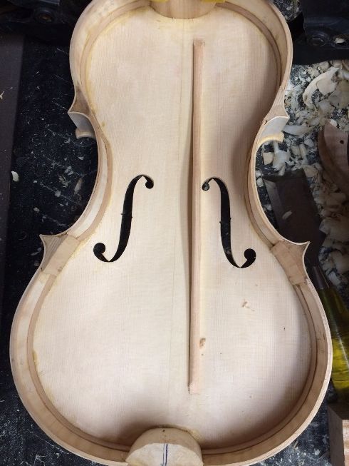 The general shape of the finished blocks (earlier five-string viola.)
