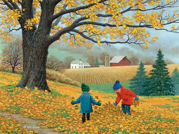 yes - children playing in leaves