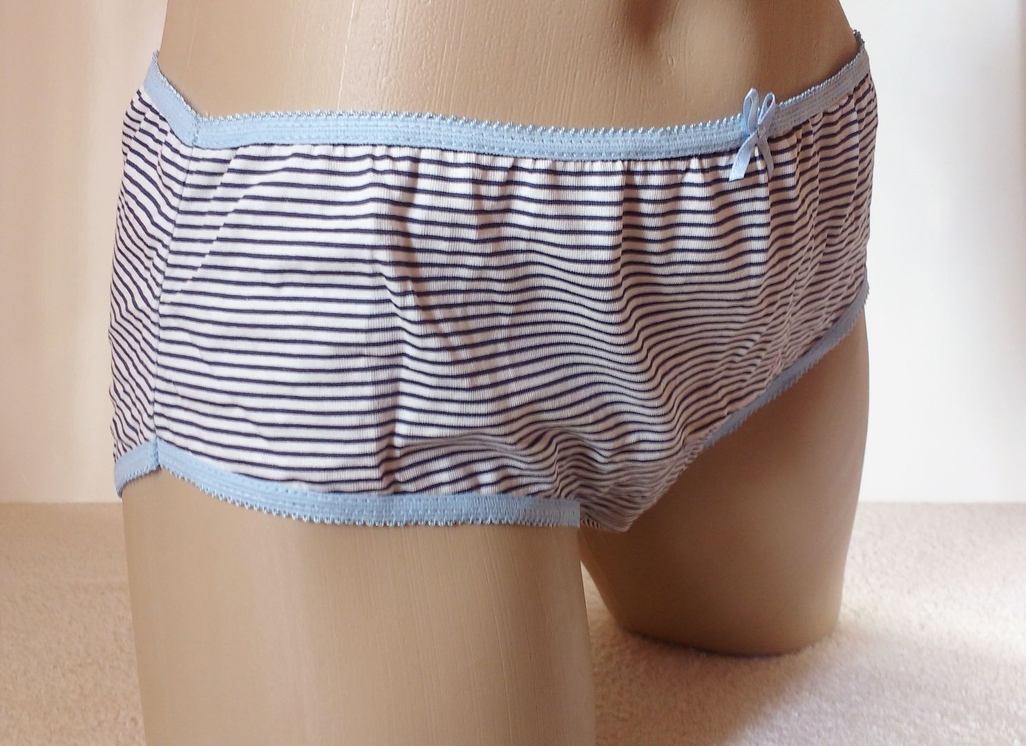 1213yrs Girls Blue N White Stripe Brief Panties Ladies