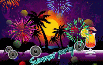 350 ANIMATED FIREWORKS SUMMER PARTY PALM TREES