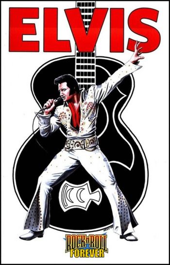 350 WHITE ELVIS ROCK'N ROLL FOREVER POSTER