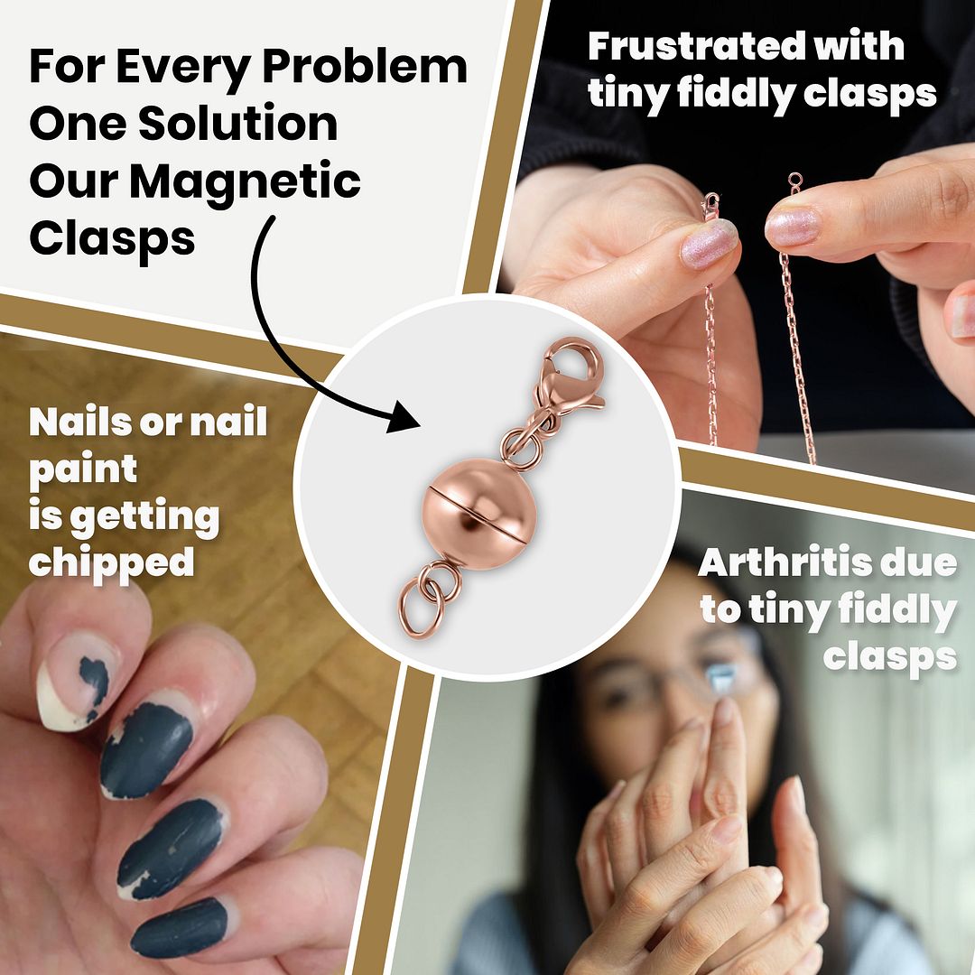 Set of Three 9mm Magnetic Lock with 9mm Lobster Clasp and 0.6x5mm Ring in ION - Picture 12 of 18