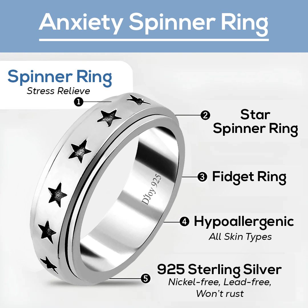Boho Handmade 925 Sterling Silver Moon Star Spinner Band Ring Gift For Women - Picture 65 of 65