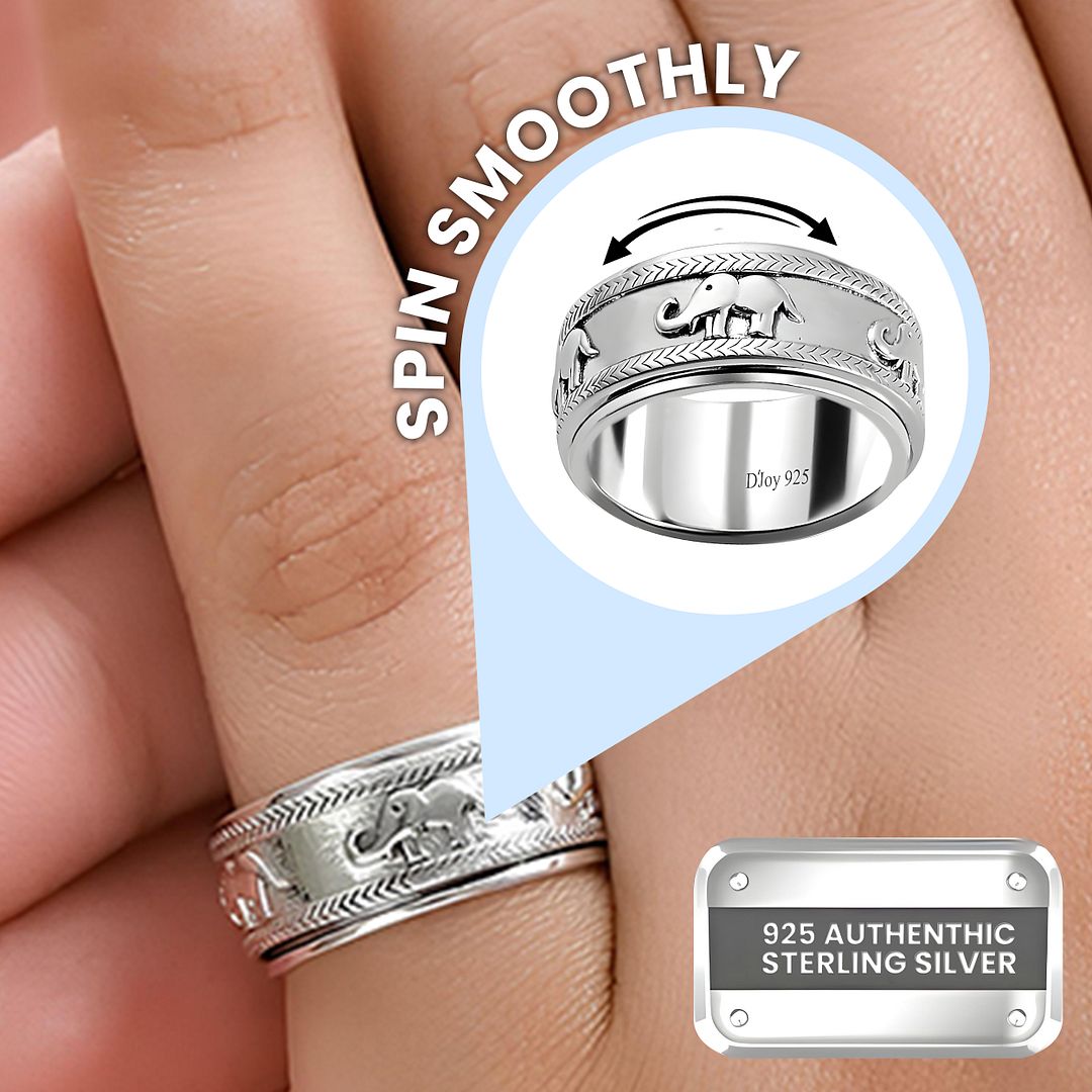 Boho Handmade 925 Sterling Silver Moon Star Spinner Band Ring Gift For Women - Picture 15 of 65