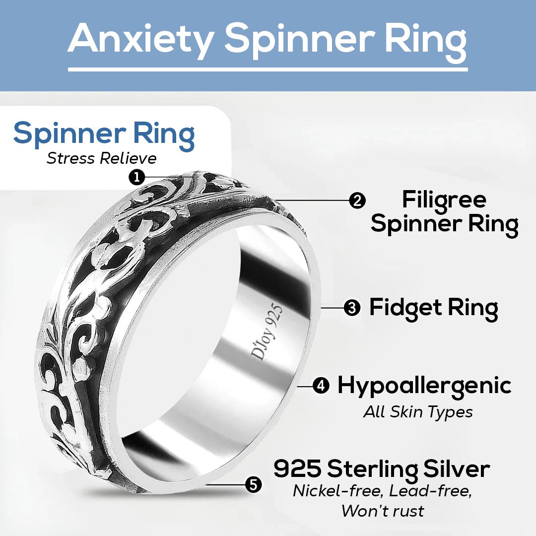 Boho Handmade 925 Sterling Silver Moon Star Spinner Band Ring Gift For Women - Picture 35 of 65