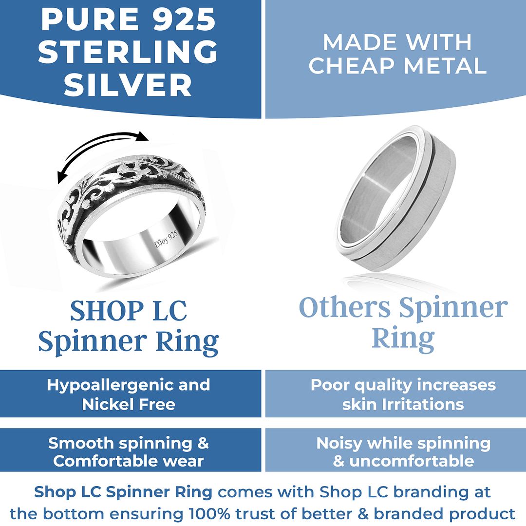 Boho Handmade 925 Sterling Silver Moon Star Spinner Band Ring Gift For Women - Picture 31 of 65