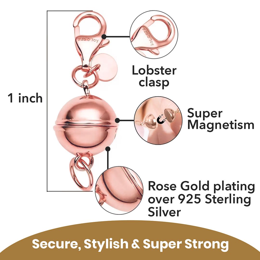 925 Sterling Silver Magnetic Jewelry Lock with Lobster Clasp for Women - Picture 26 of 76
