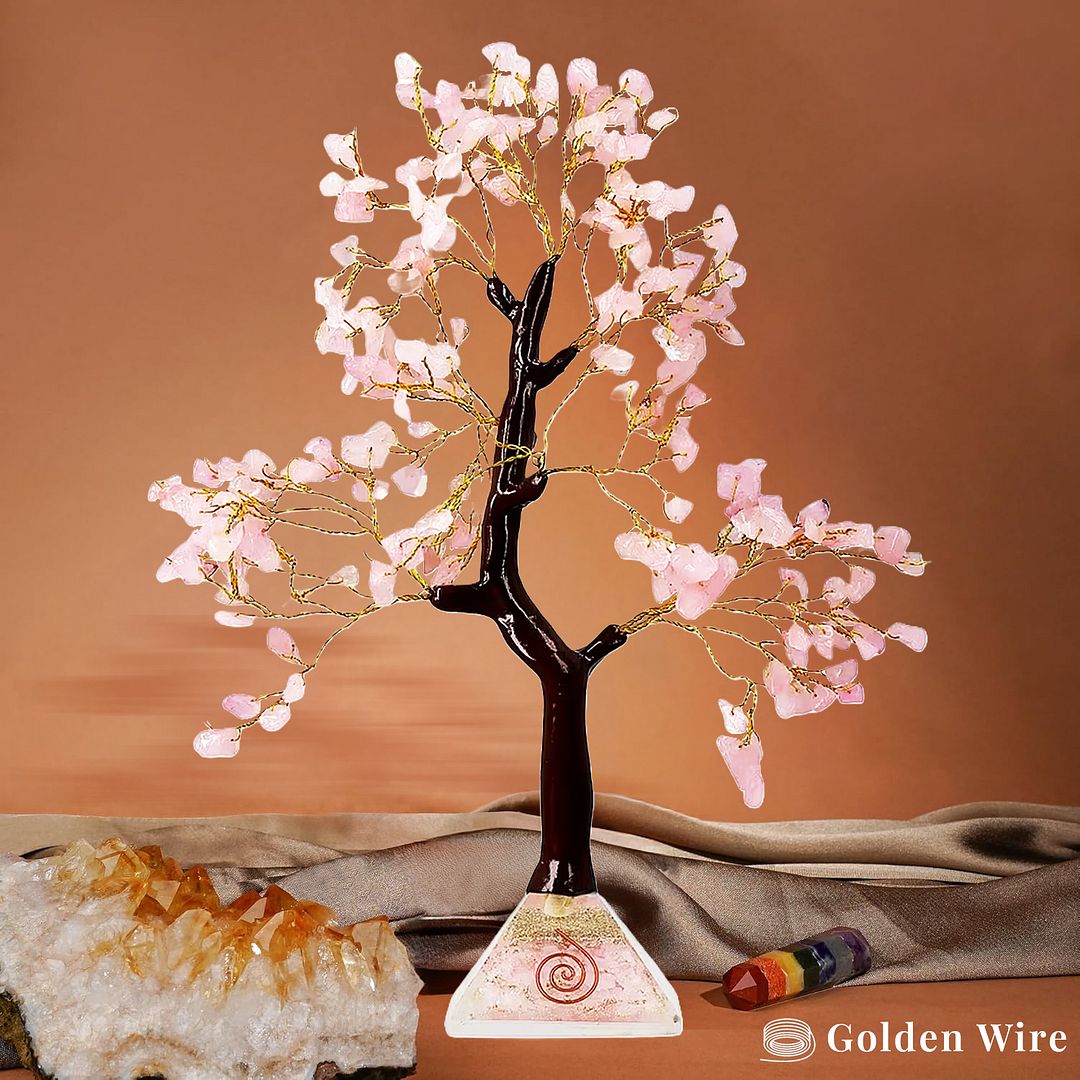 Rose Quartz 7 Chakra Tree of Life Home Office Decor Crystal Chakra Tree