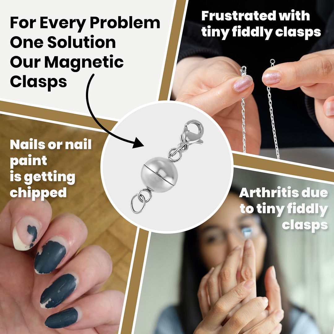 Set of Three 9mm Magnetic Lock with 9mm Lobster Clasp and 0.6x5mm Ring in ION - Picture 18 of 18