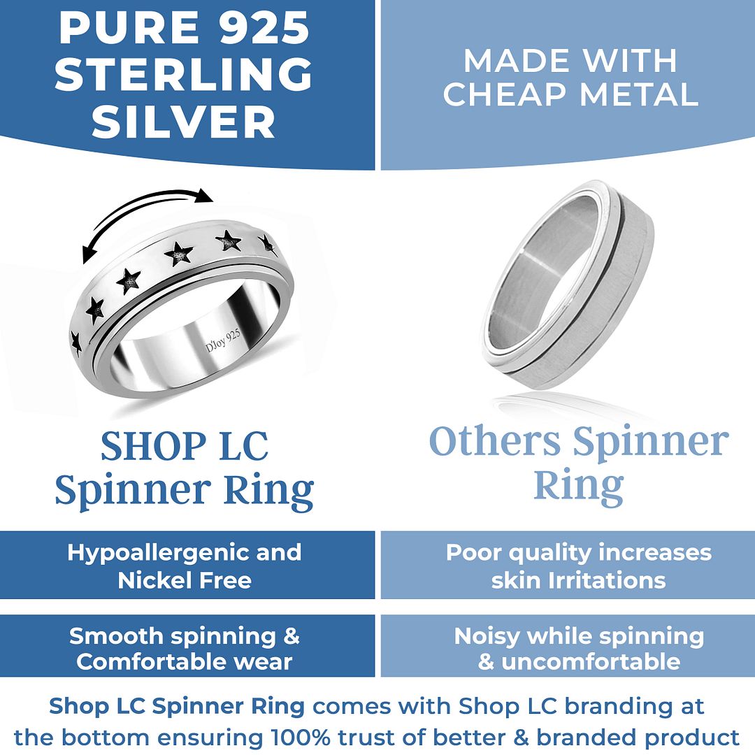 Boho Handmade 925 Sterling Silver Moon Star Spinner Band Ring Gift For Women - Picture 61 of 65