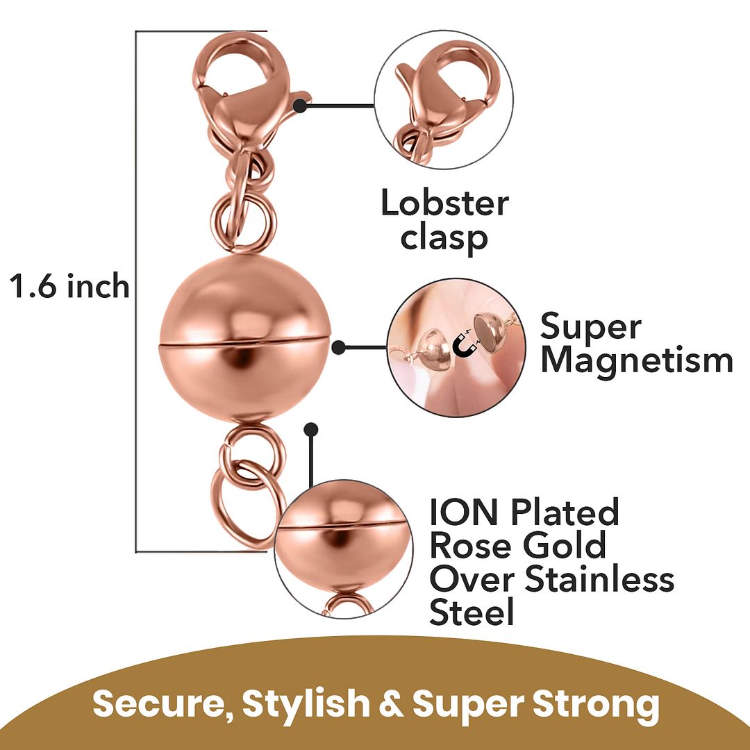 Set of Three 9mm Magnetic Lock with 9mm Lobster Clasp and 0.6x5mm Ring in ION - Picture 11 of 18