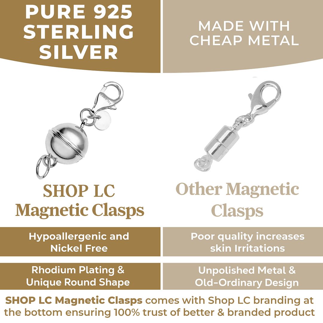 925 Sterling Silver Magnetic Jewelry Lock with Lobster Clasp for Women - Picture 34 of 76