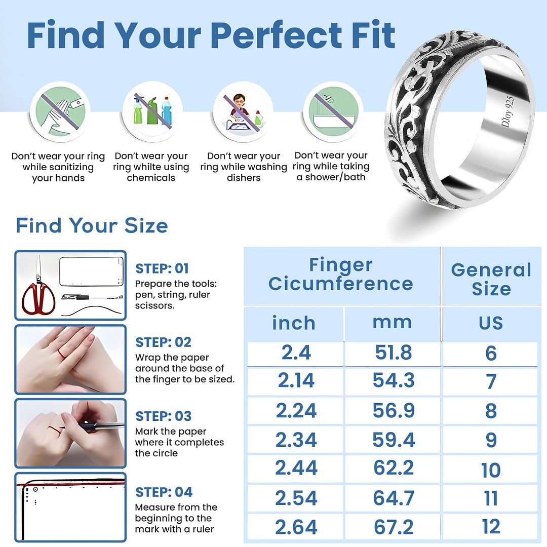 Boho Handmade 925 Sterling Silver Moon Star Spinner Band Ring Gift For Women - Picture 34 of 65