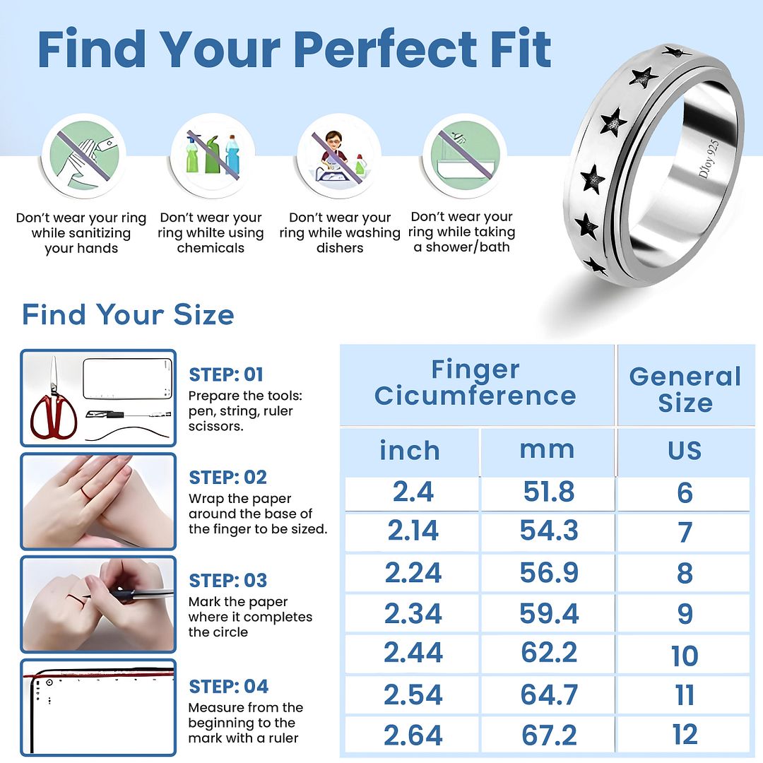 Boho Handmade 925 Sterling Silver Moon Star Spinner Band Ring Gift For Women - Picture 64 of 65