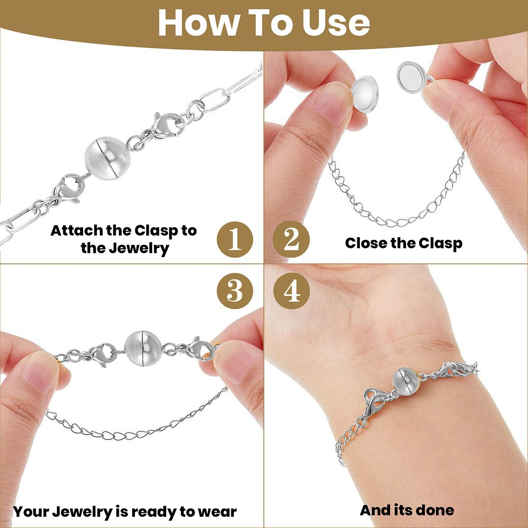 Set of Three 9mm Magnetic Lock with 9mm Lobster Clasp and 0.6x5mm Ring in ION - Picture 15 of 18