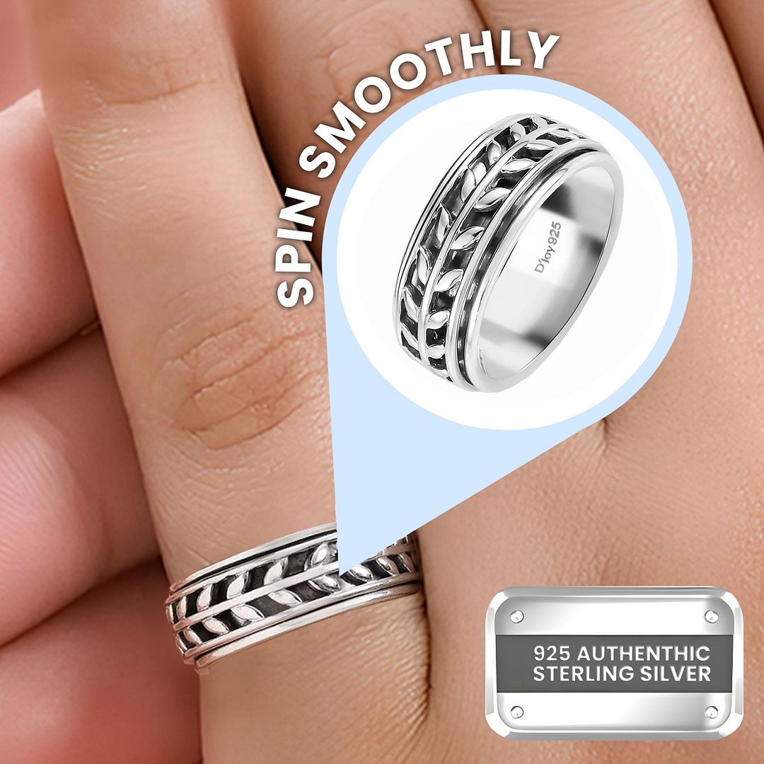 Boho Handmade 925 Sterling Silver Moon Star Spinner Band Ring Gift For Women - Picture 45 of 65