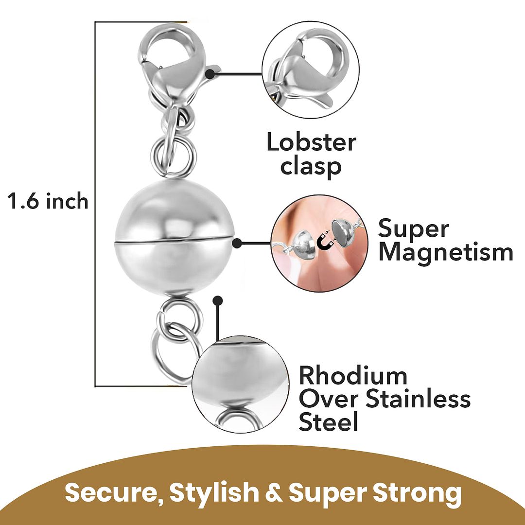 Set of Three 9mm Magnetic Lock with 9mm Lobster Clasp and 0.6x5mm Ring in ION - Picture 17 of 18