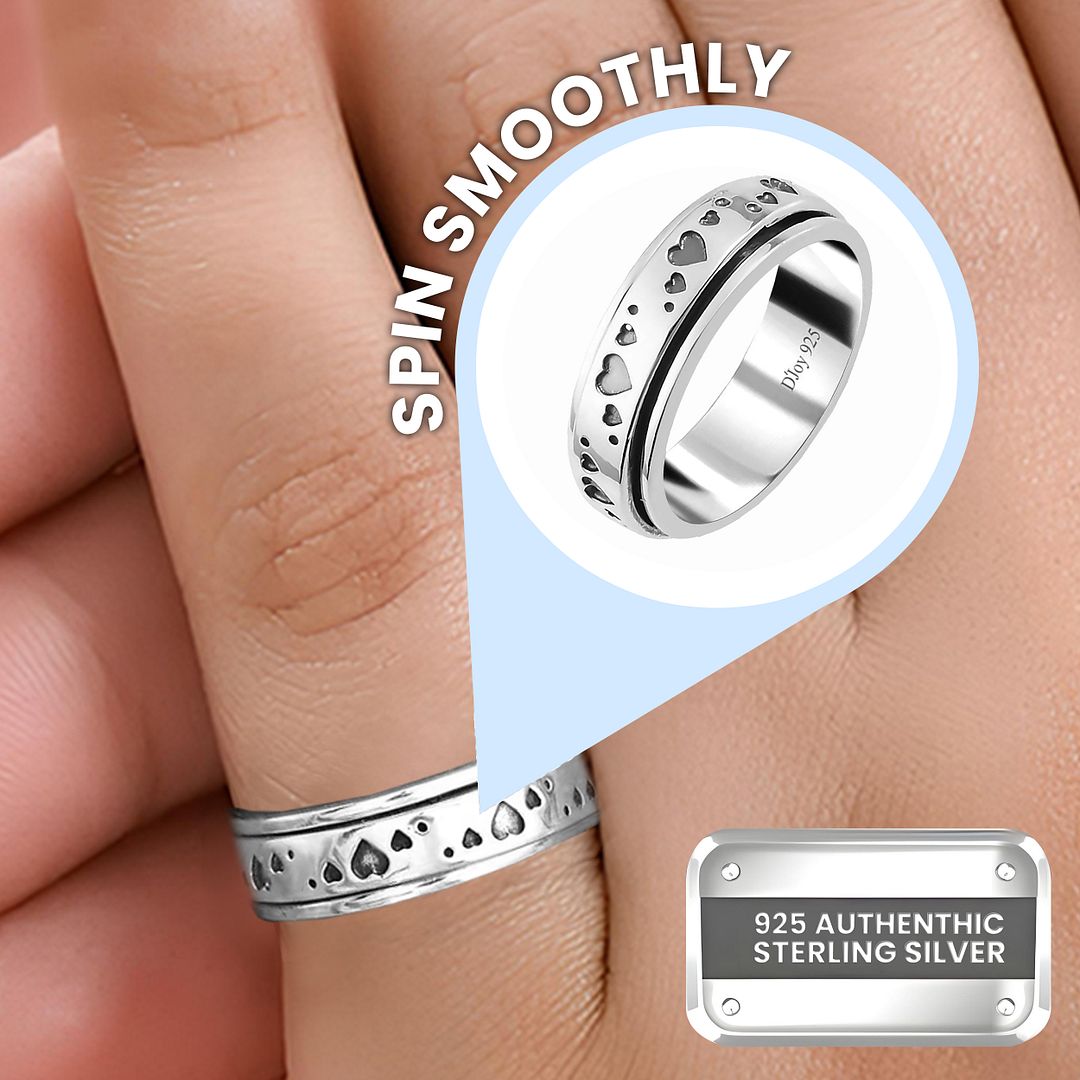 Boho Handmade 925 Sterling Silver Moon Star Spinner Band Ring Gift For Women - Picture 39 of 65