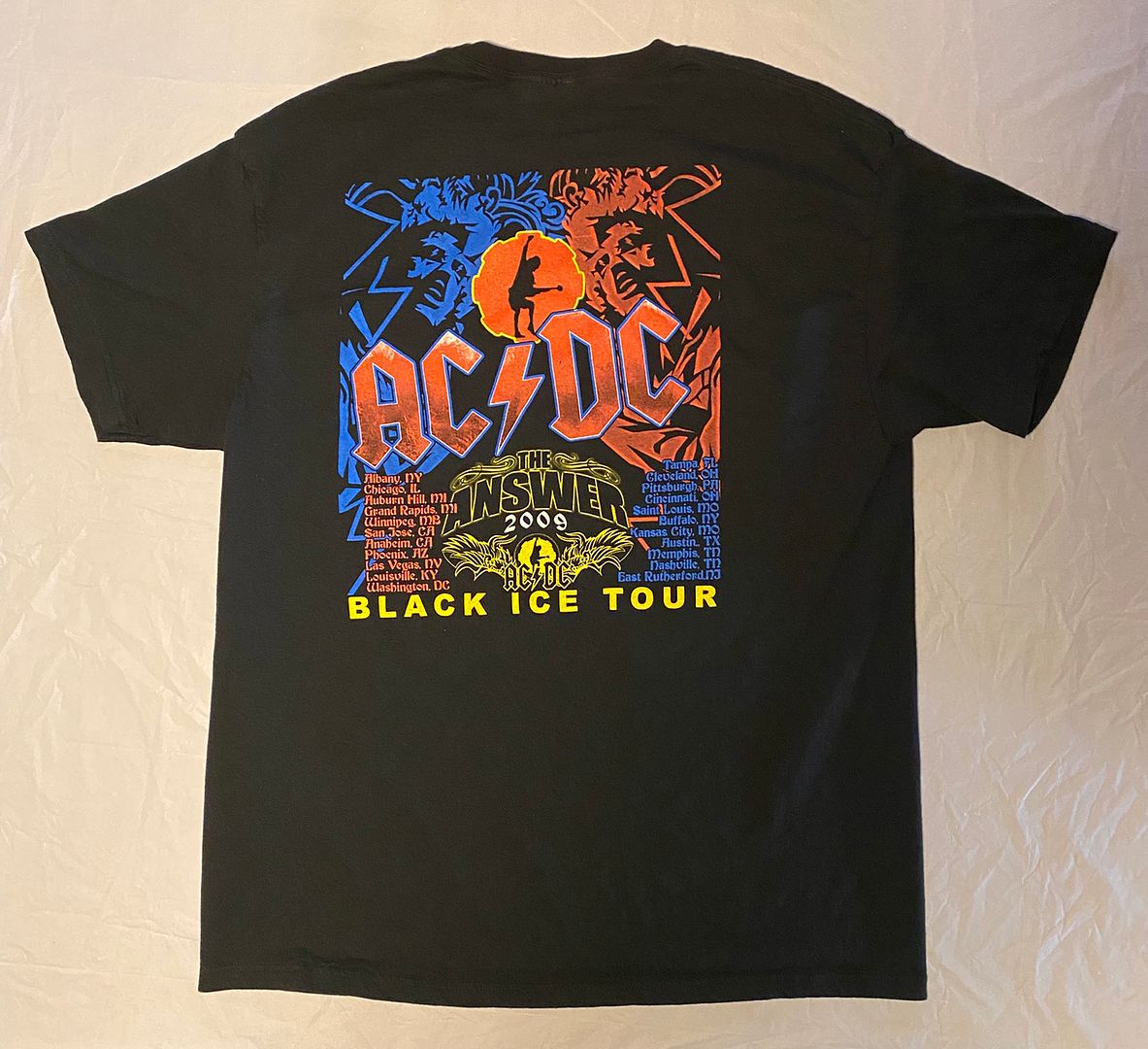 AC/DC Men's XL Black T-Shirt Used - 2008/09 Black Ice Tour | eBay