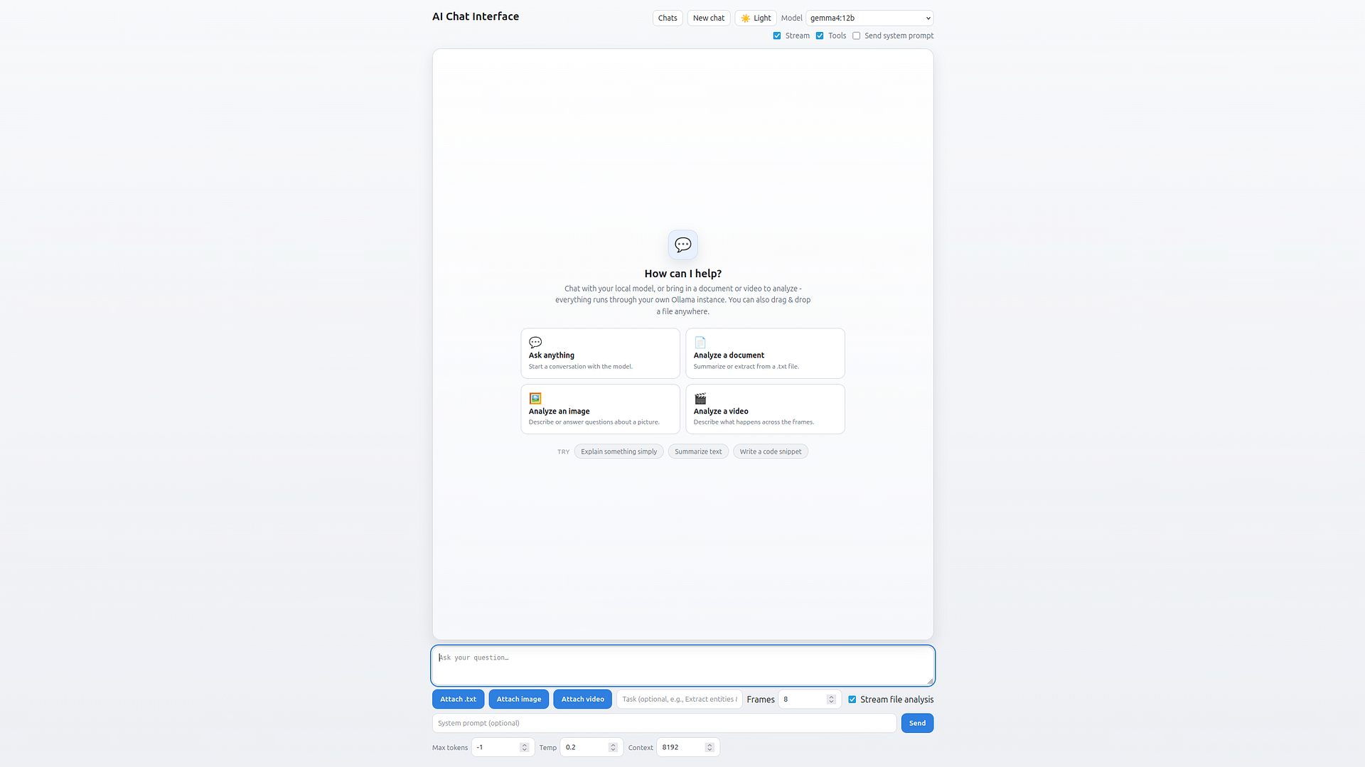 Screenshot of the AI chat interface.