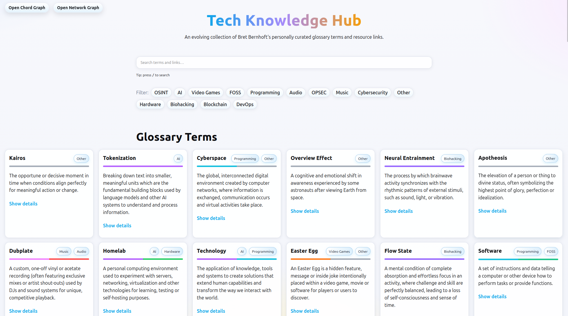 Screenshot of the Tech Knowledge Hub web app.