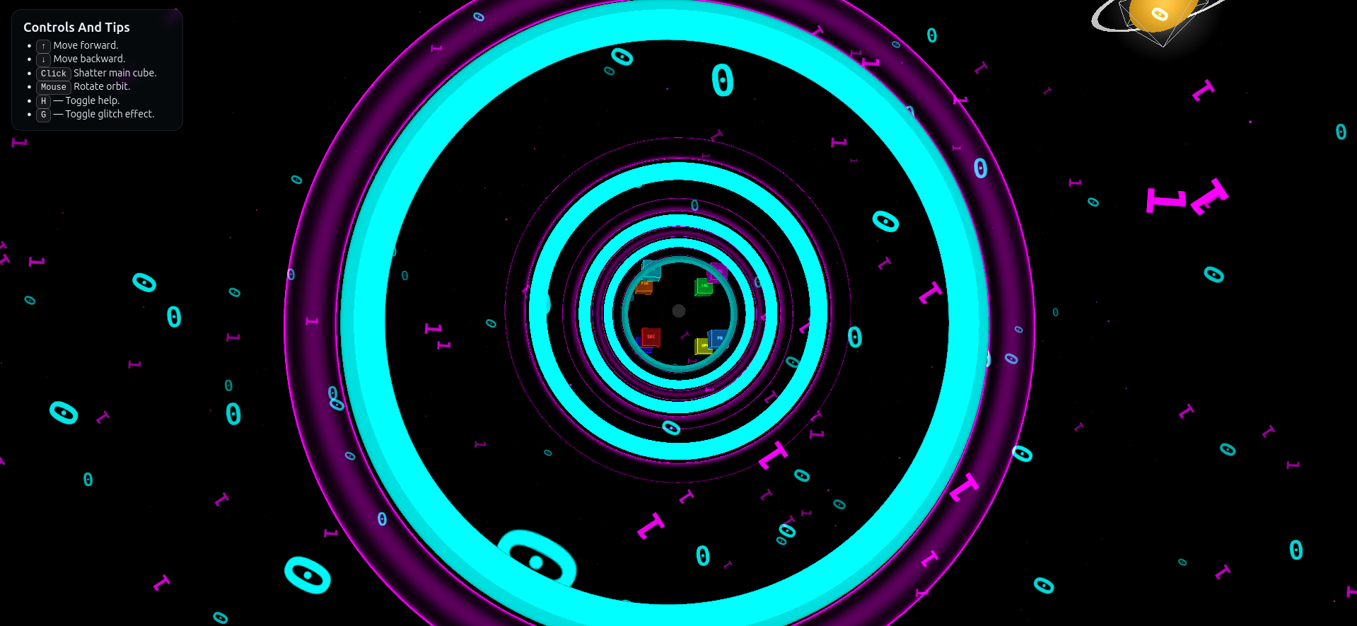 Screenshot from "inside" the website.