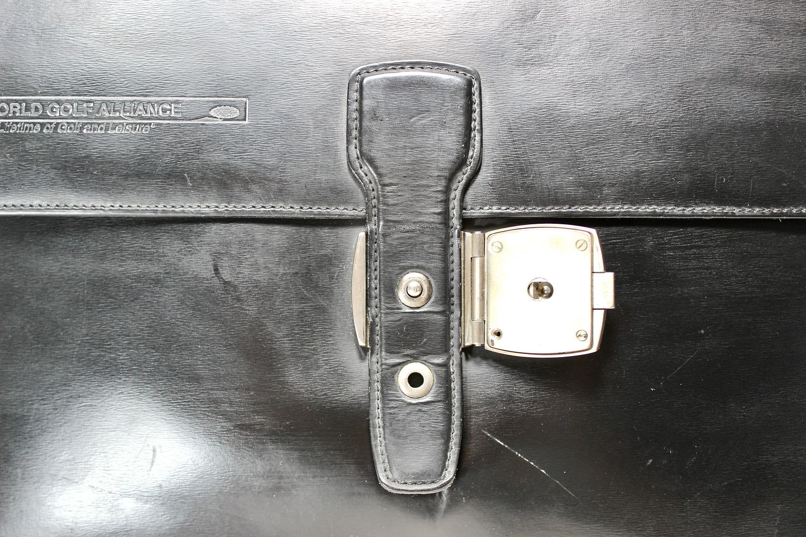 DUNHILL Black Leather Briefcase Pouch Business Bag World Golf