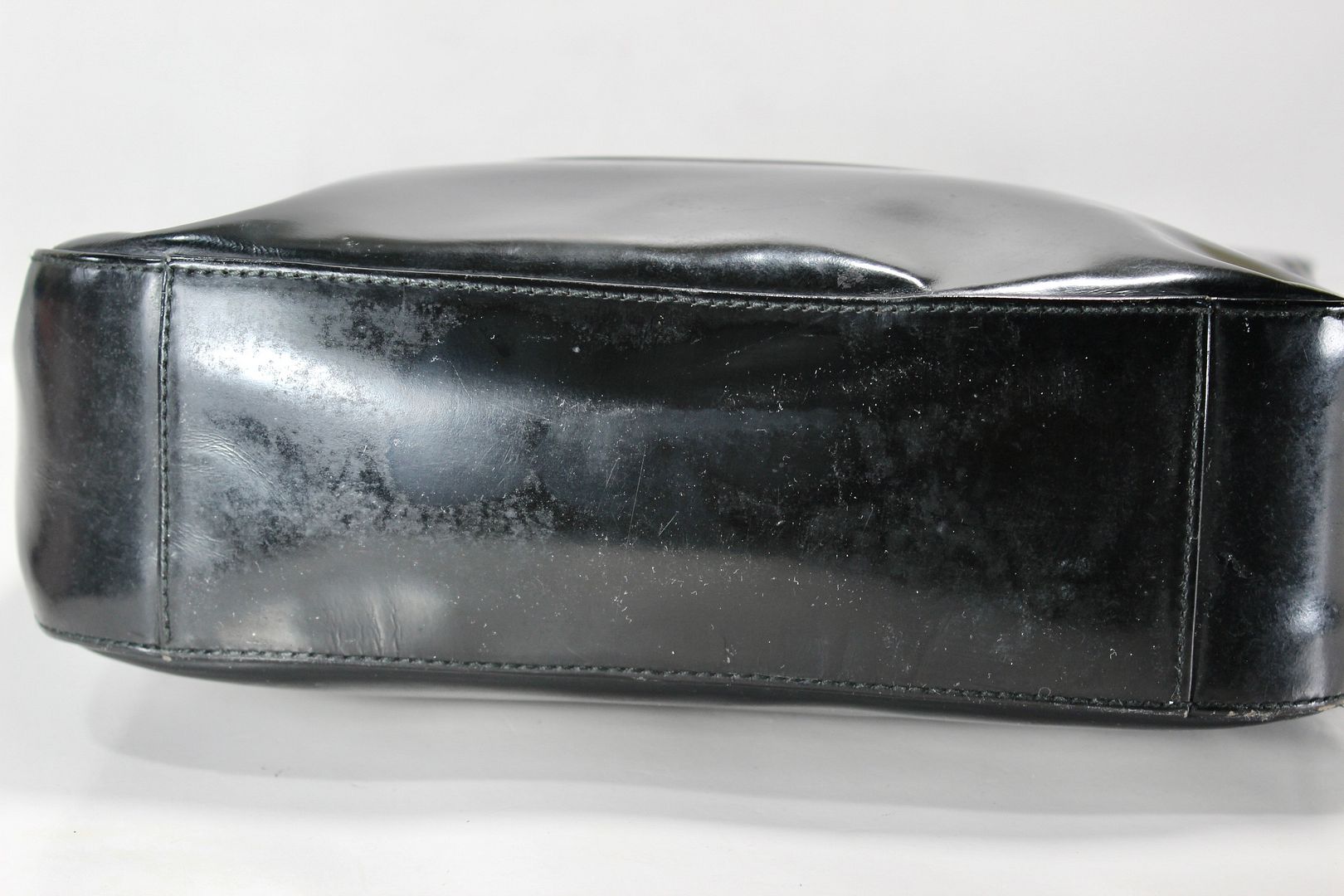 GUCCI Black Patent Leather Hand Bag Tote Bag Interlocking GG Logo